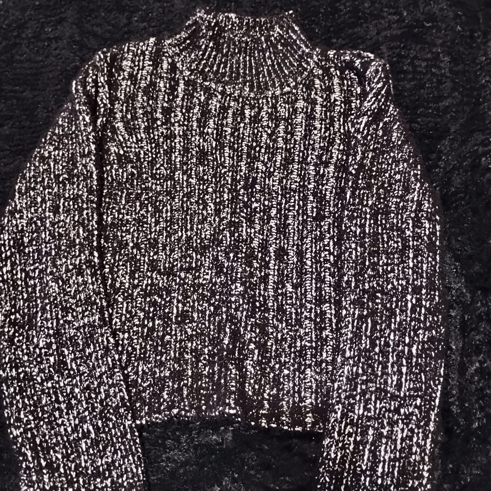 Steve Madden Black and White Cowl Neck Sweater
